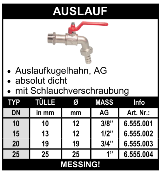Messing Auslaufkugelhahn (mit Aussengewinde)