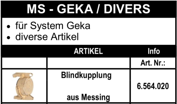 System Geka Blindkupplung aus Messing