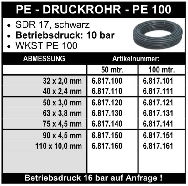 PE-Druckrohr - PE 100