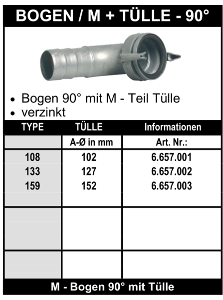 Perrot Bogen 90° mit M -Teil und Tülle