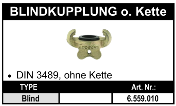 Pressluftkupplung Blindkupplung nach DIN 3489