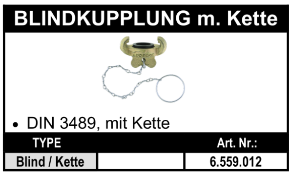 Pressluftkupplung Blindkupplung nach DIN 3489 mit Kette