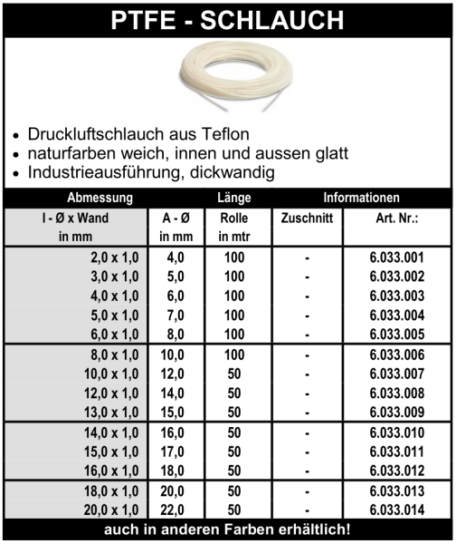 PTFE - Schlauch