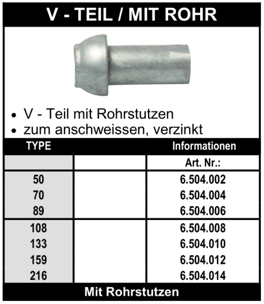 Perrot V-Teil / mit Rohr