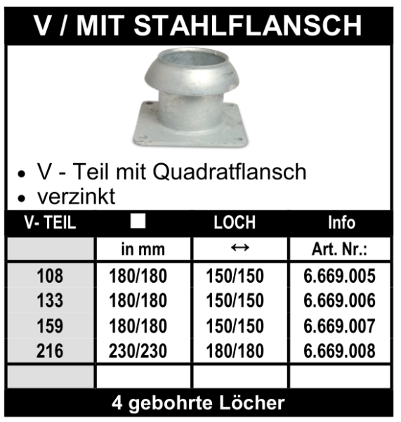 Perrot V-Teil mit Quadratflansch