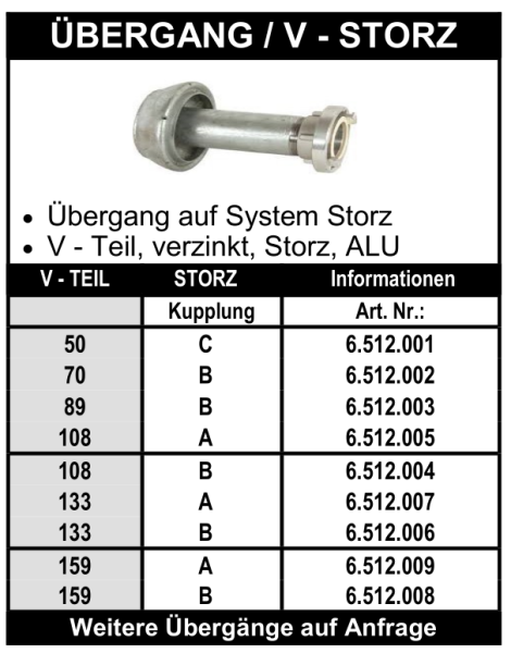 Perrot Übergang V-Teil auf Storz