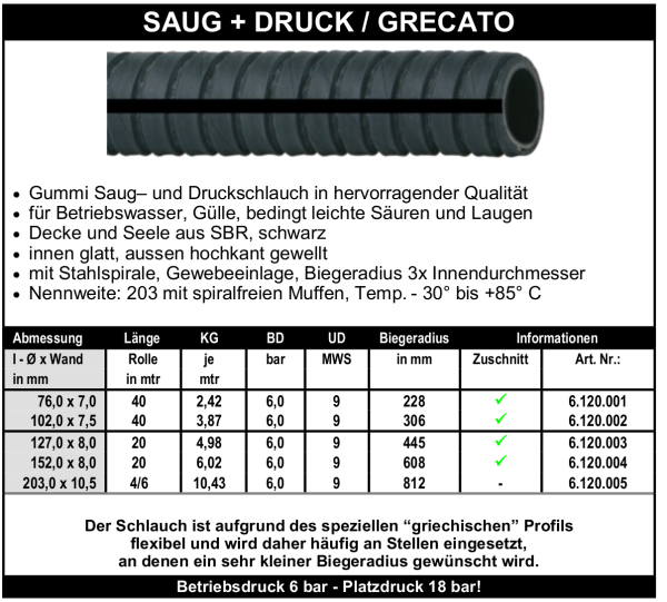 Saug+Druck / Grecato - Schlauch