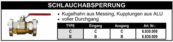 Schlauchabsperrung mit Storz - Kupplungen