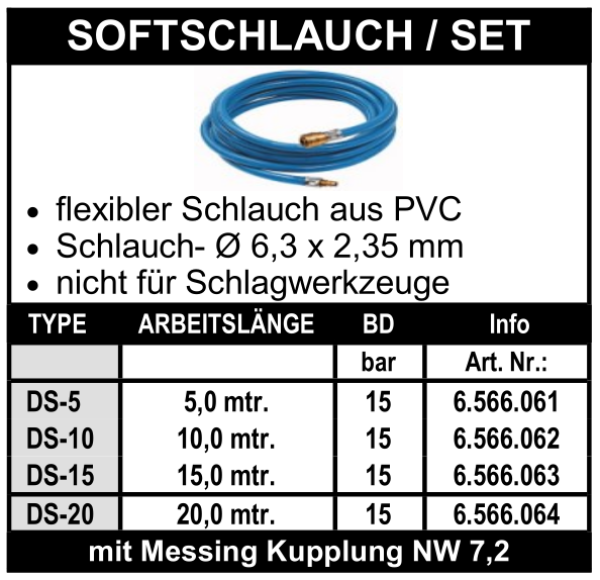Softschlauch mit Kupplungen System NW 7,2