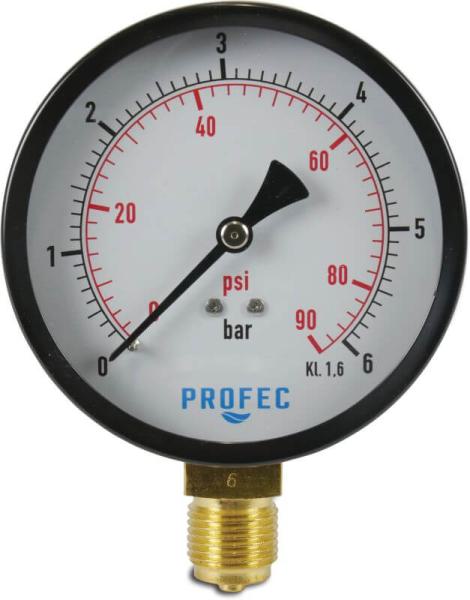 Manometer Ø 100 mm - 1/2" - Stahl - Unten