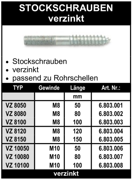 Stockschrauben verzinkt