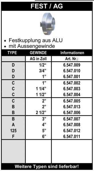 Storz Kupplung mit Aussengewinde
