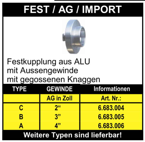 Storz Kupplung mit Aussengewinde - Import