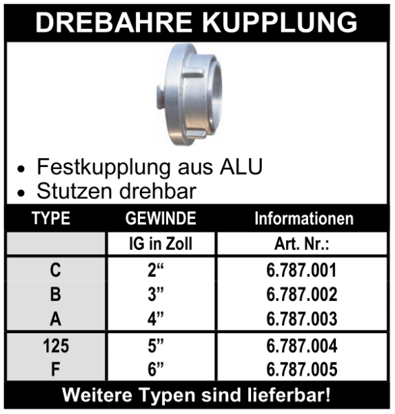 Storz Kupplung mit Innengewinde - drehbar