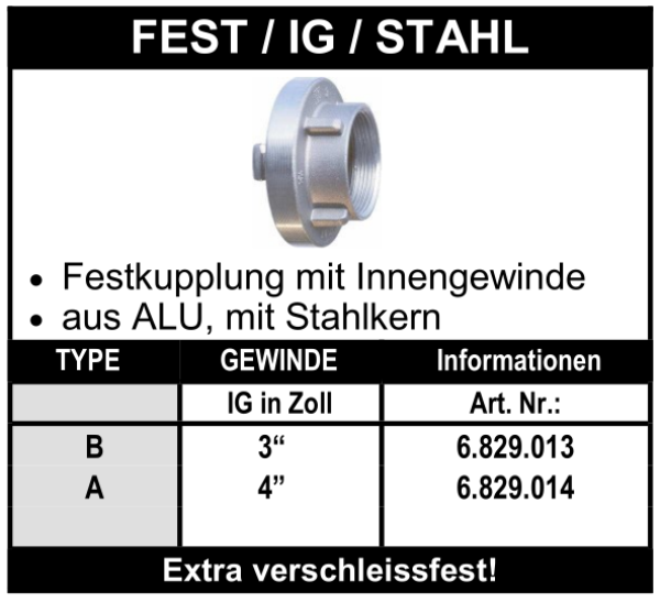 Storz Kupplung mit Innengewinde - mit Stahlkern