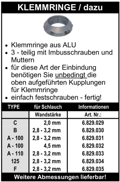 Klemmringe für Storz Kupplung