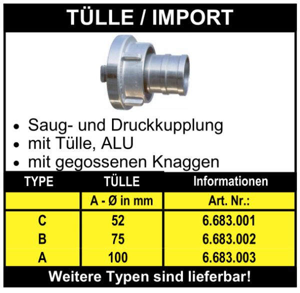Storz Kupplung mit Schlauchtülle - Import