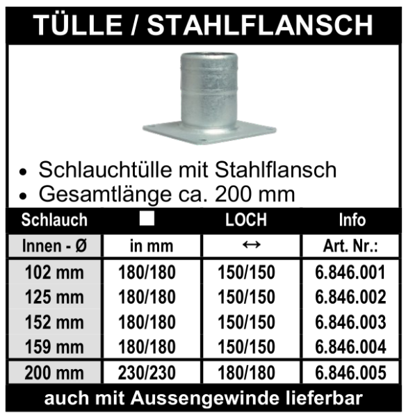 Schlauchtülle mit Quadratflansch