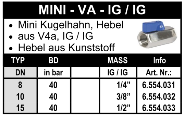 Edelstahl Minikugelhahn (beidseitig Innengewinde)