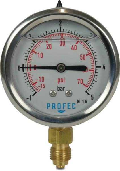 Manometer Ø 63 mm - 1/4" - Edelstahl - Unten