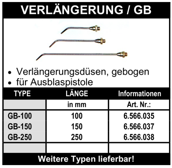 Verlängerung gebogen für Ausblaspistolen