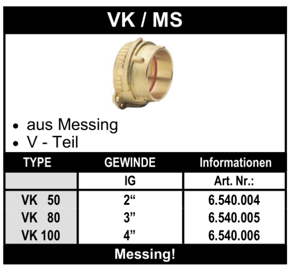 Tankwagenkupplung VK aus Messing