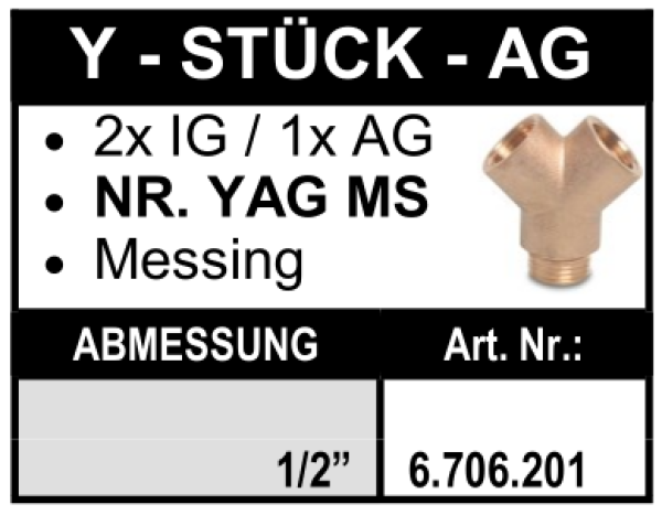Y-Stück(2x Innengewinde x 1x Aussengewinde) aus Messing