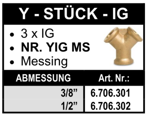 Y-Stück(3x Innengewinde) aus Messing