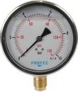 Manometer Ø 100 mm - 1/2" - Edelstahl - Unten